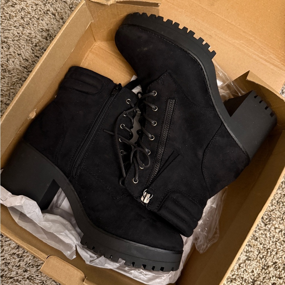 Boohoo Black Combat Boots